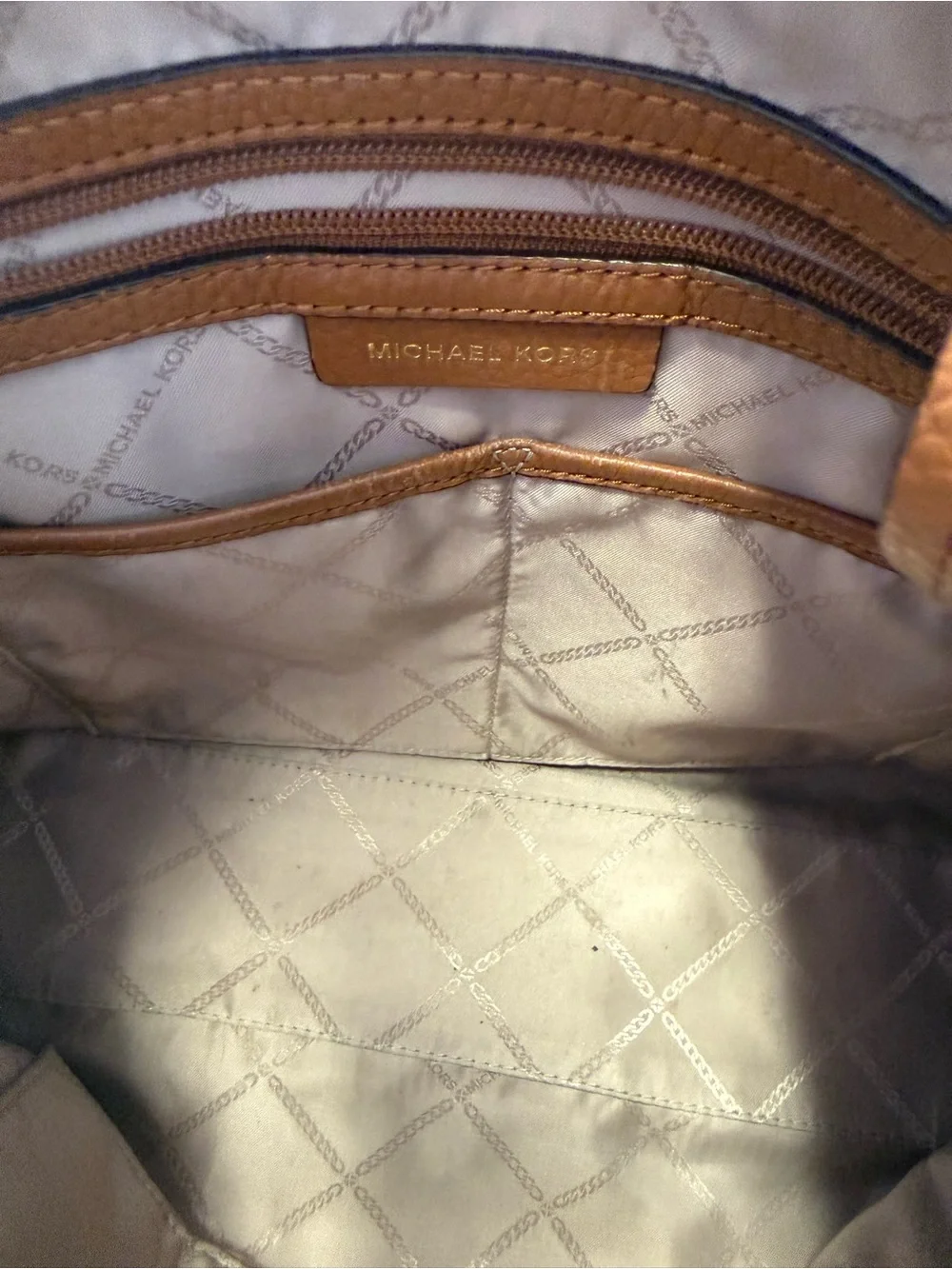Michael Kors Signature MK Brown Tan Hobo Shoulder Crossbody Bag + Dust Bag